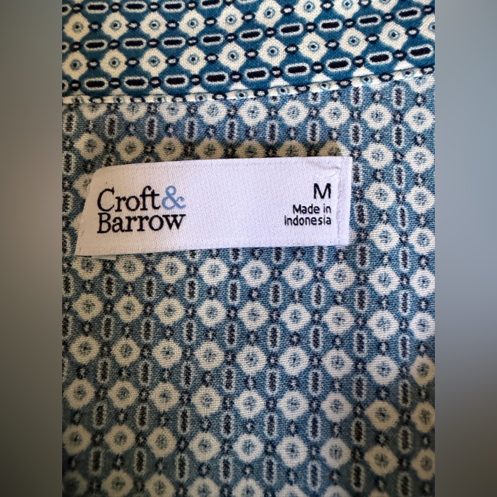 croft & barrow Blue & White Floral Print Midi Shirt Dress Tie Waist Office Work - Picture 5 of 5